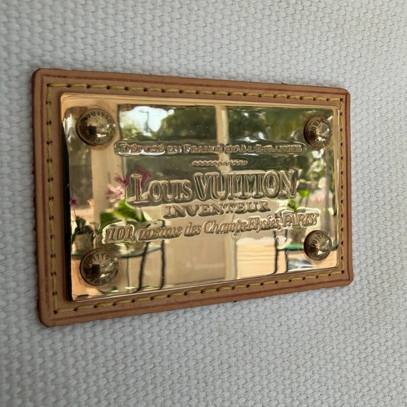 Louis Vuitton Antigua Cabas PM Sailcloth Canvas Tote Ivory Brown Leather Studded - Picture 4 of 14